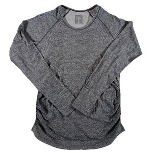 Athleta Shirt‎ Women's Sz M Grey Rouched Side Top Thumbholes Fitted